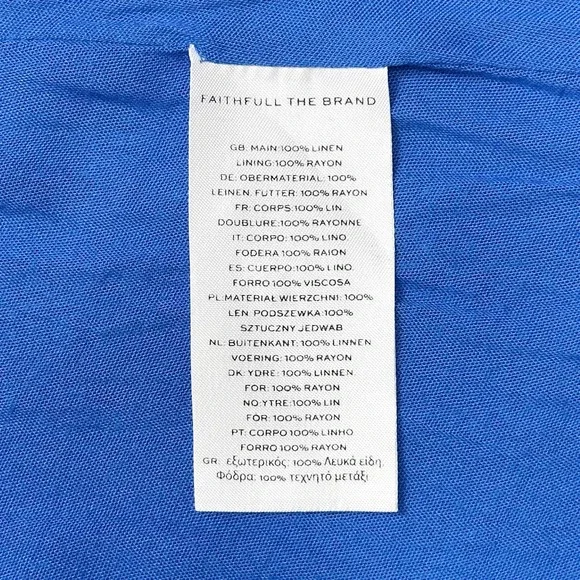 Faithfull The Brand Valerina Maxi Dress Size S Sicilian Blue Linen Boho Resort - Picture 12 of 12